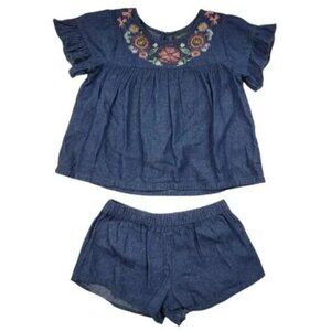 Vince Camuto Girls Denim Embroidered Matching Set Size 5